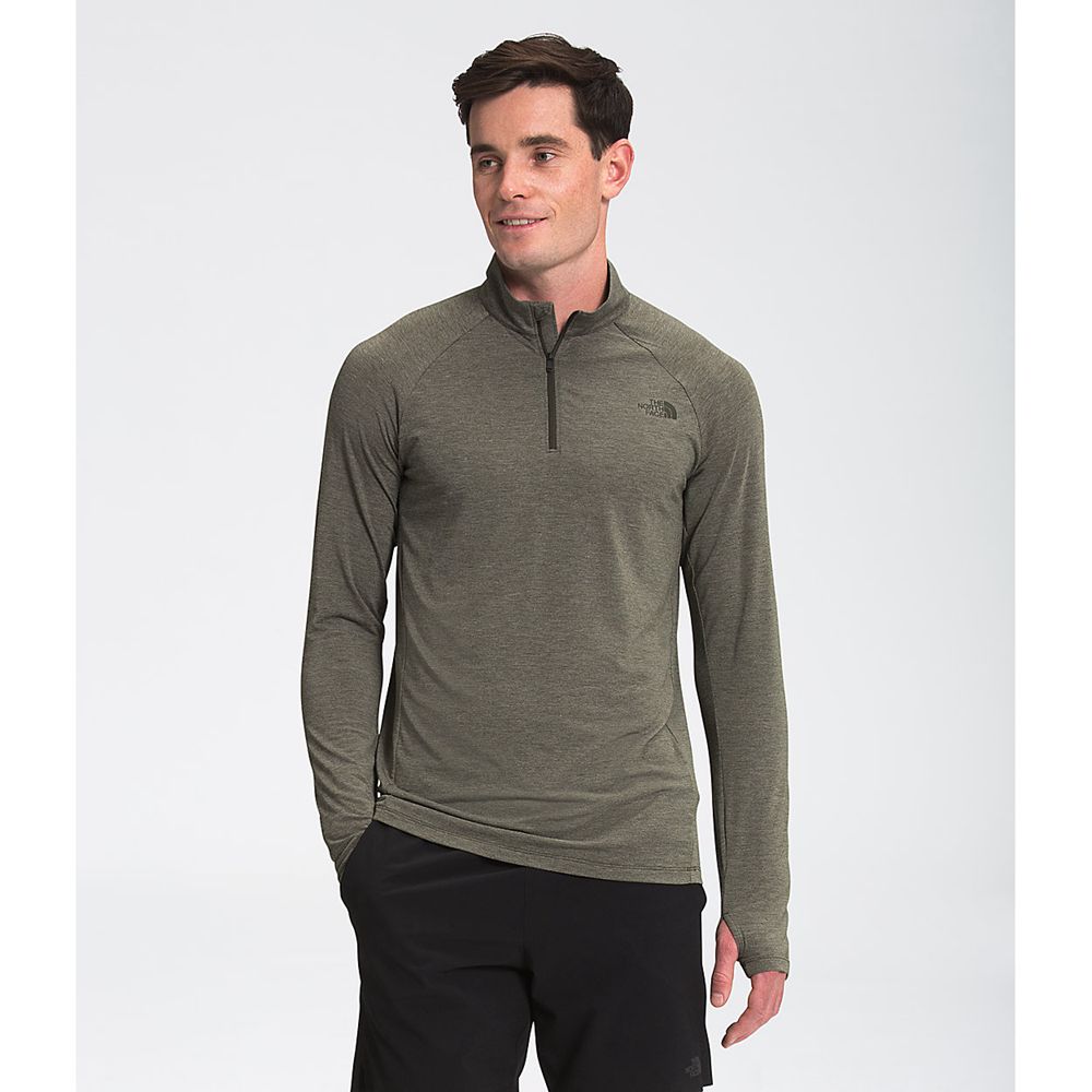 The North Face Active Tops Mens Australia - The North Face Wander ¼ Zip Green (EQC-436287)